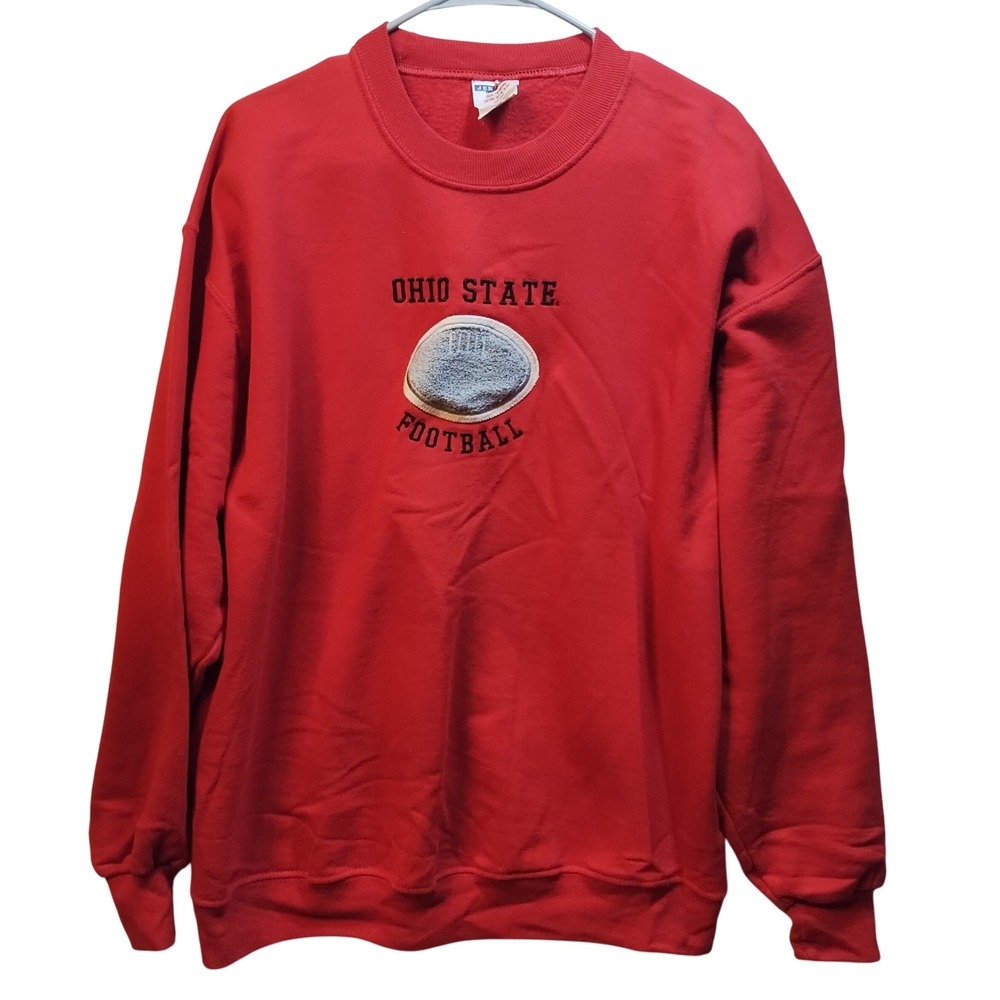 Ohio State Buckeyes Football Crewneck Sweatshirt Red Jerzees Super‎ Sweats Large